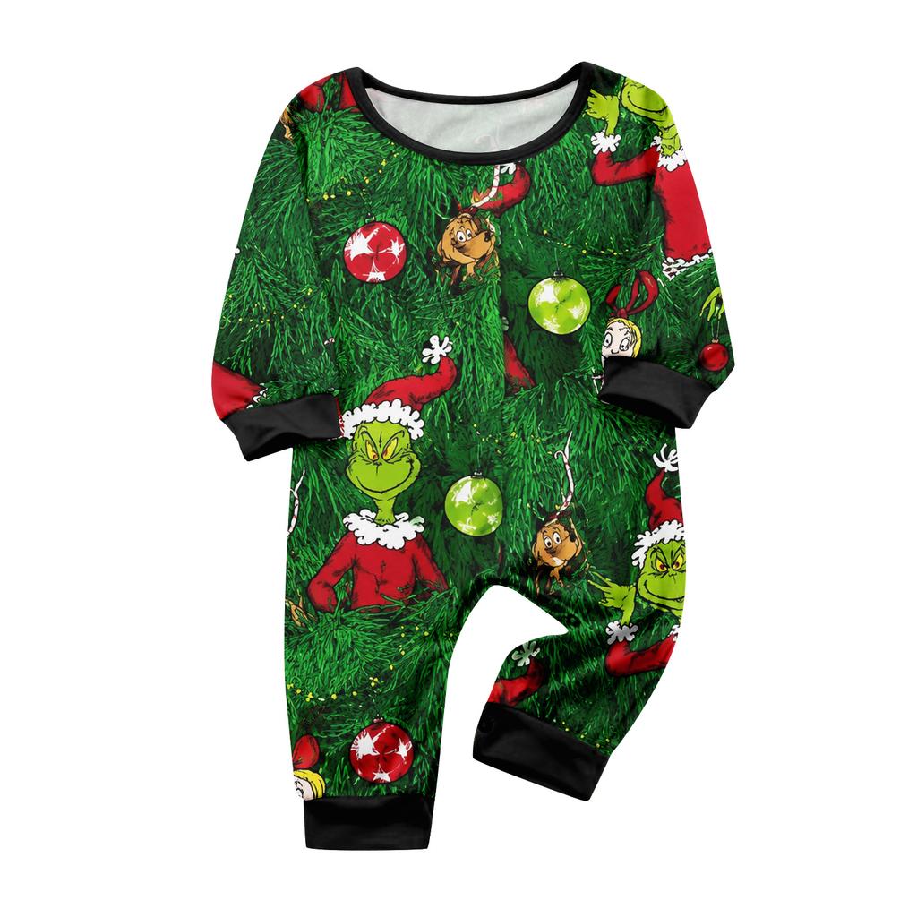 Family Matching Christmas Print Crewneck Long Sleeve and Pants Loungewear Set
