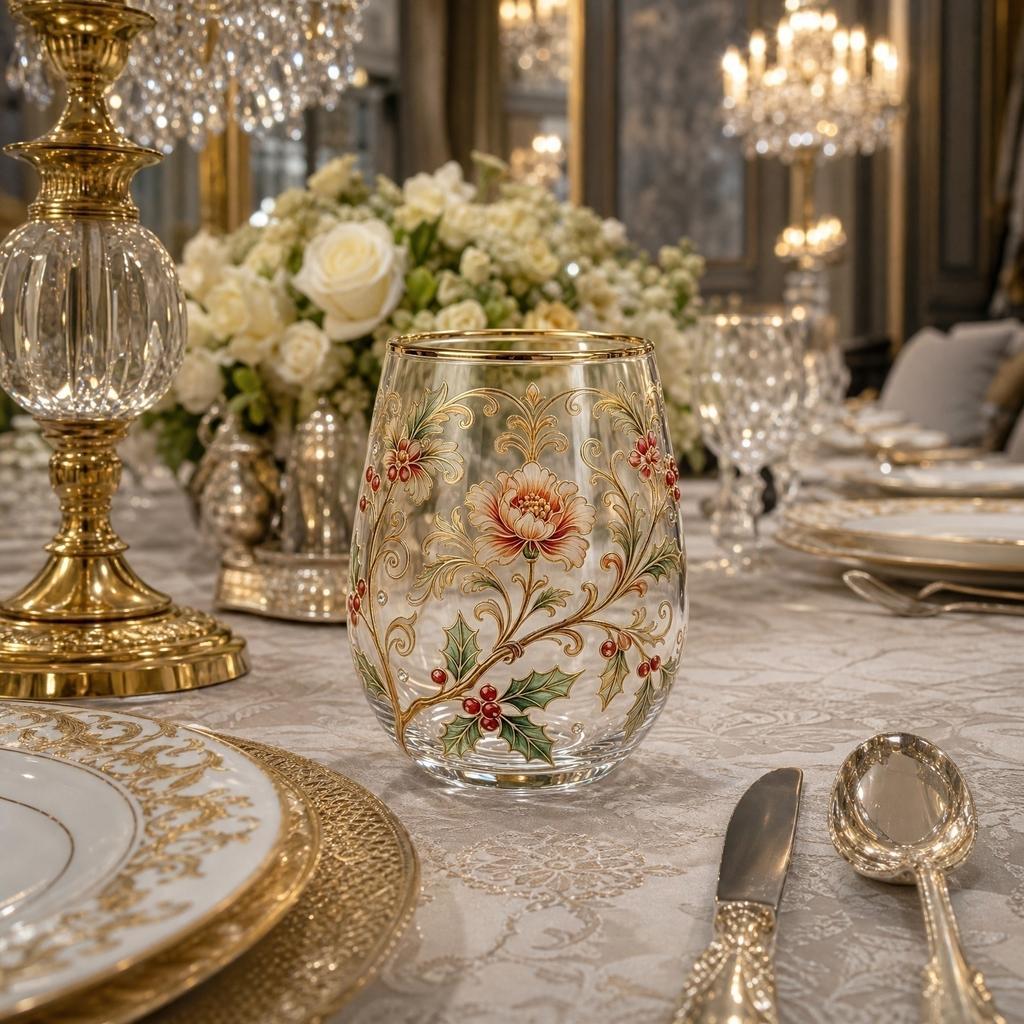 Decorative Glass Tumbler for Home Use with Floral Pattern Design Suitable for Juice and Beverage Serving Durable and Clear Glassware