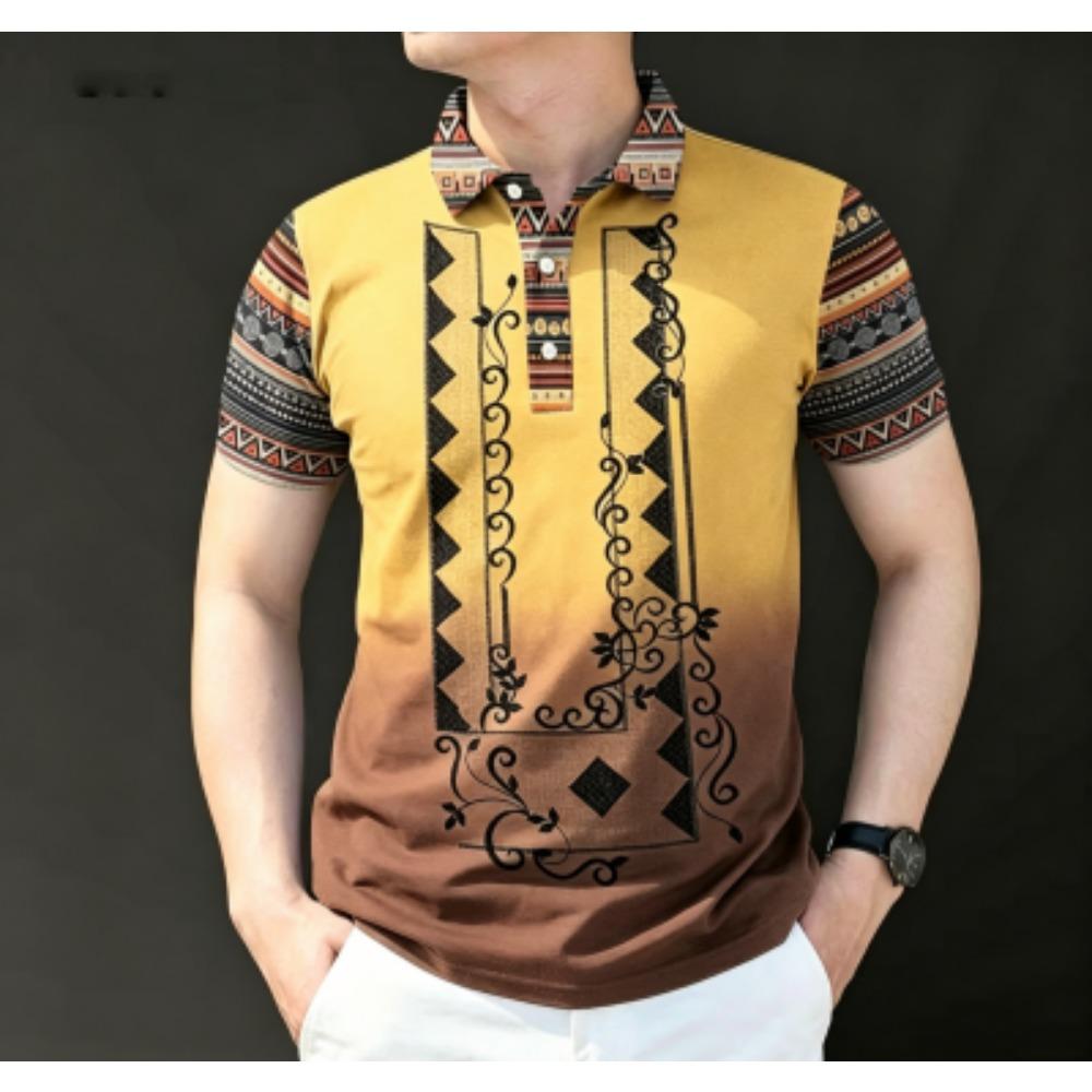 Men's Fashion 10 Color Print Polo Shirt Men's Outdoor Street Short Sleeve Tees Top Summer Home Casual T-shirt Men's and Women's Polo Shirt