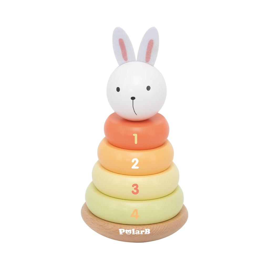 PolarB Bunny Series Wobble First Wooden Toy for Wooden Stacker Bunny Gift for Ages 1 and TYPR44289 Stacker, Babies, Toy, Toy, Up,