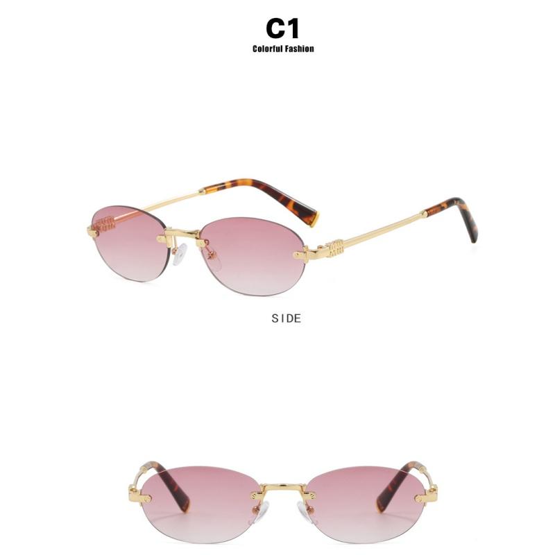 Damskie okulary przeciwsłoneczne, owalne bezramkowe okulary przeciwsłoneczne, modne okulary przeciwsłoneczne