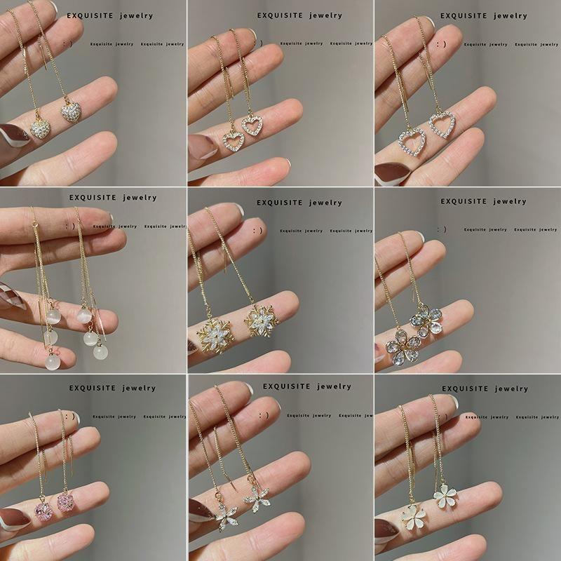 Lange Quaste Zirkon Ohrring Mode Frauen Mädchen Temperament Feine Glänzende Geometrische Ohrringe Schmuck Party Geschenke