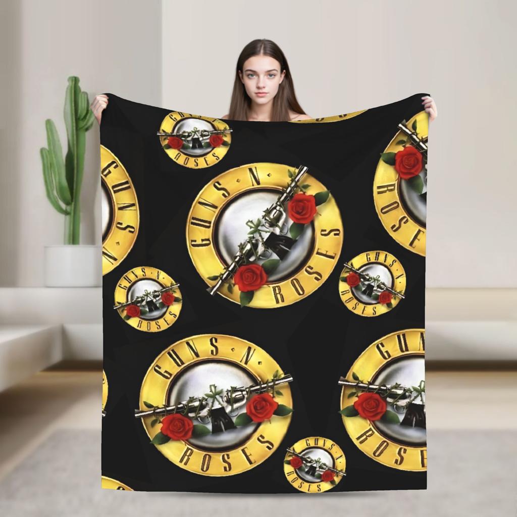 Guns N Roses Band  Blanket  Decorative Flannel Throw Blanket For Couch Bed Soft Warm Custom Quality Bedspread Gift