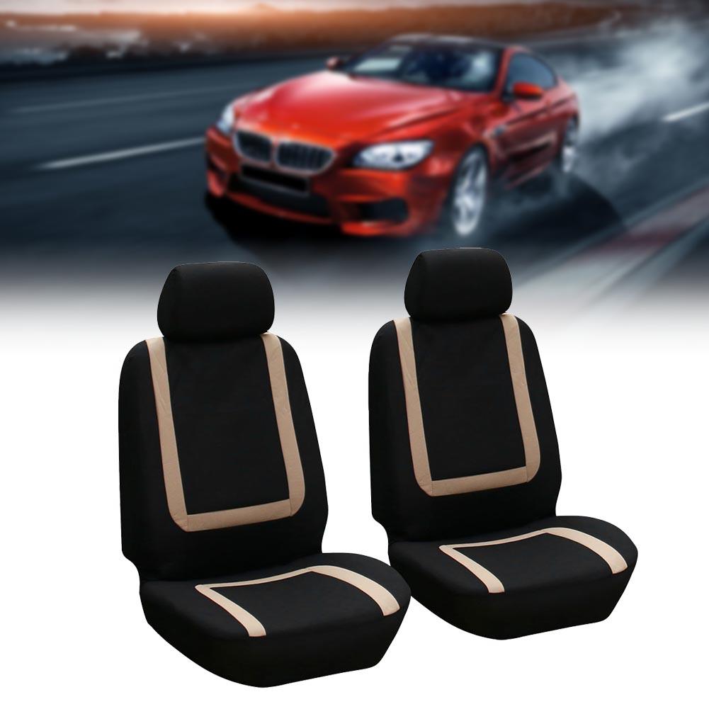4Pcs Universal Car Seat Protective Cover Set Interior Decoration for All Seasons(BeigeBlack )