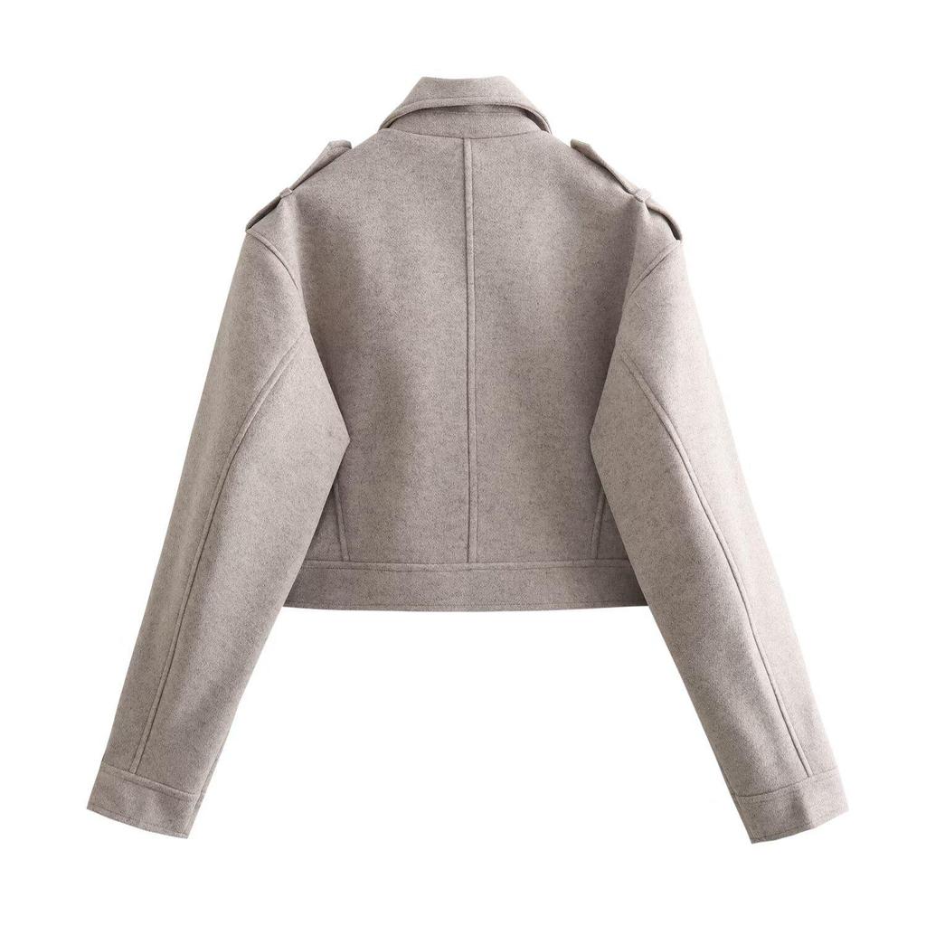 Spring 2024 Women's Minimalist Oatmeal Motorcycle Jacket