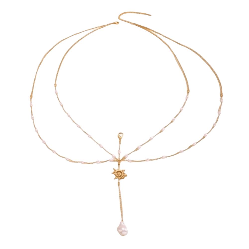 

Seashell Pendant Belly Chain Pearl Boho Chest Chain Fashion Starfish Body Chain Summer Sun