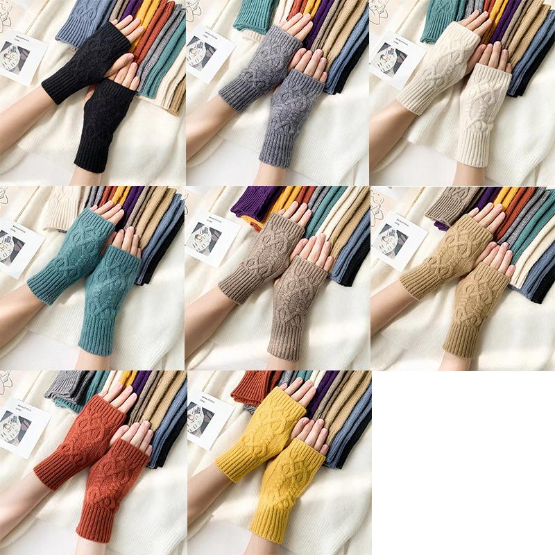 1 Pair Fashion Women Soft Cashmere Fingerless Arm Warm Winter Gloves Hand Long Warmer Mittens