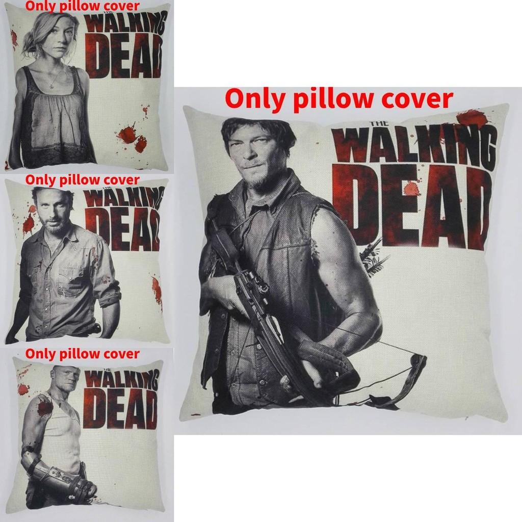Premium Grey Linen Walking Dead Sofa Pillow Case For Fans Of Zombie Series 45x45cm