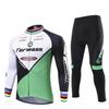 Unisex Fleece-Lined Cycling Set: Long Sleeve Top & Pants for Autumn/Winter