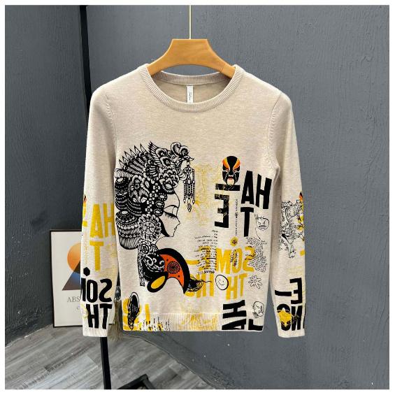 

Весенняя новинка, мужская рубашка с принтом, длинный рукав, красивое модное мужское драпированное эластичное нижнее белье, свитер, повседневный топ M