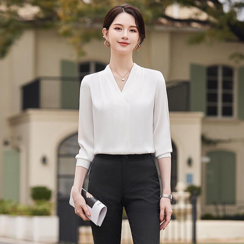 Women's V-Neck Chiffon Professional Blouse