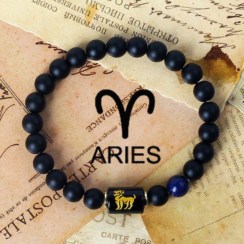 12 Constellation Zodiac Signs Bracelet Men Women Natural Tiger Eye Stone Beaded Couples Bracelets Scorpio Birthday Beads Jewelry