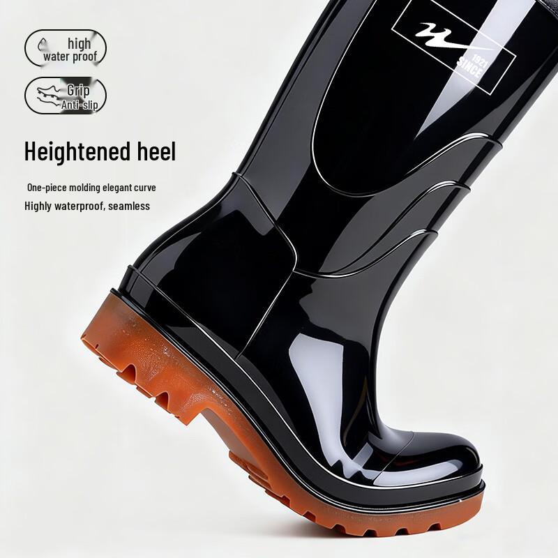 Shuangxing Bate Unisex High-Top Fleece-Lined Anti-Slip Rain Boots