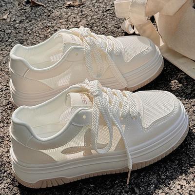 Little White Shoes Women's New Spring and Autumn Breathable Mesh Mesh Shoes Platform Shoes Versatile Niche Sports and Leisure Board