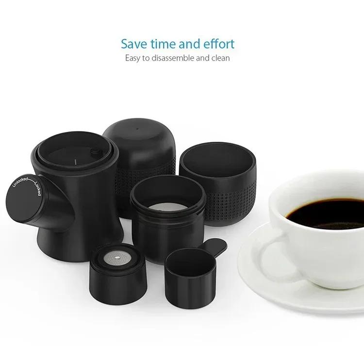 Portable Mini Handheld Pressure Coffee Machine - Espresso Maker for Office/Travel/Outdoor Use (Durable, Compact & Easy To Clean)