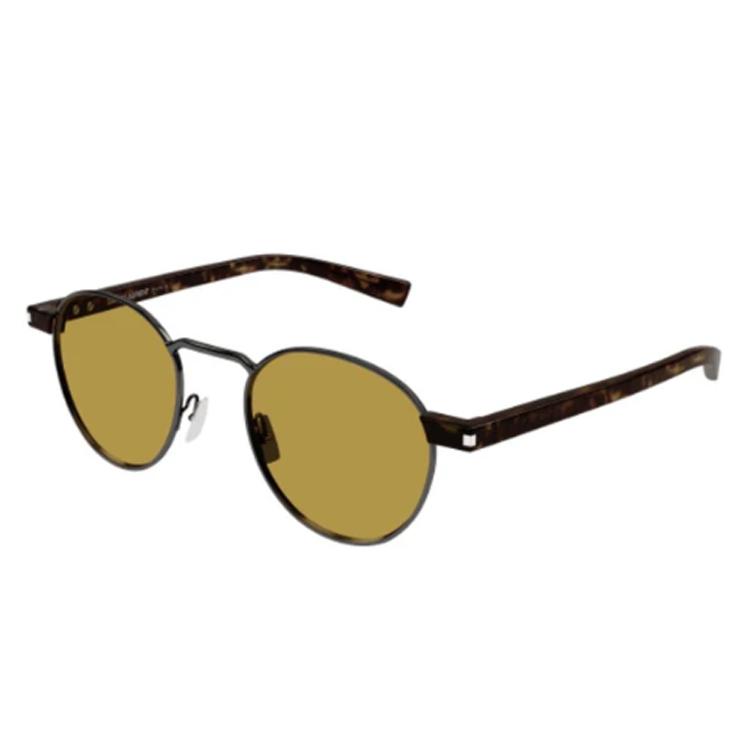 

Saint Laurent Round Sunglasses With Patterned Temples Men sunglasses Tortoise SL707003 F,Tortoiseshell