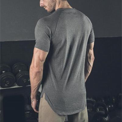 Značkové oblečení do posiloven prodloužit hip hop tričko Pánské fitness Tričko s prodlouženým lemem vroubkování kulturistika trička letní tričko 2021