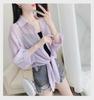 Chiffon Transparent Tulle Sunscreen Shirt - Women's Summer Shawl Tie-Up Short Casual Top