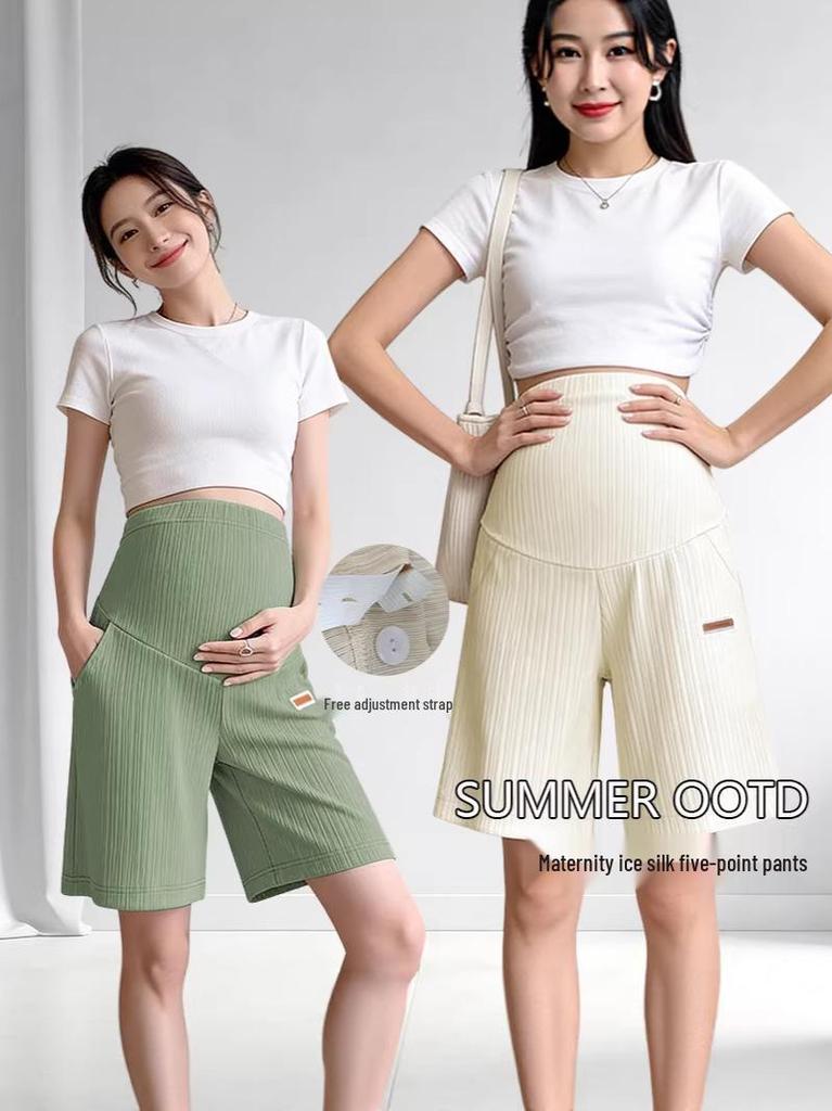 Summer Maternity Support Capris: High Elastic, Non-Slip, Loose Fit