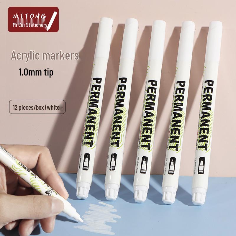Waterproof White Art Marker, 1.0 Line Width, Water-Based Highlight & Graffiti Pen