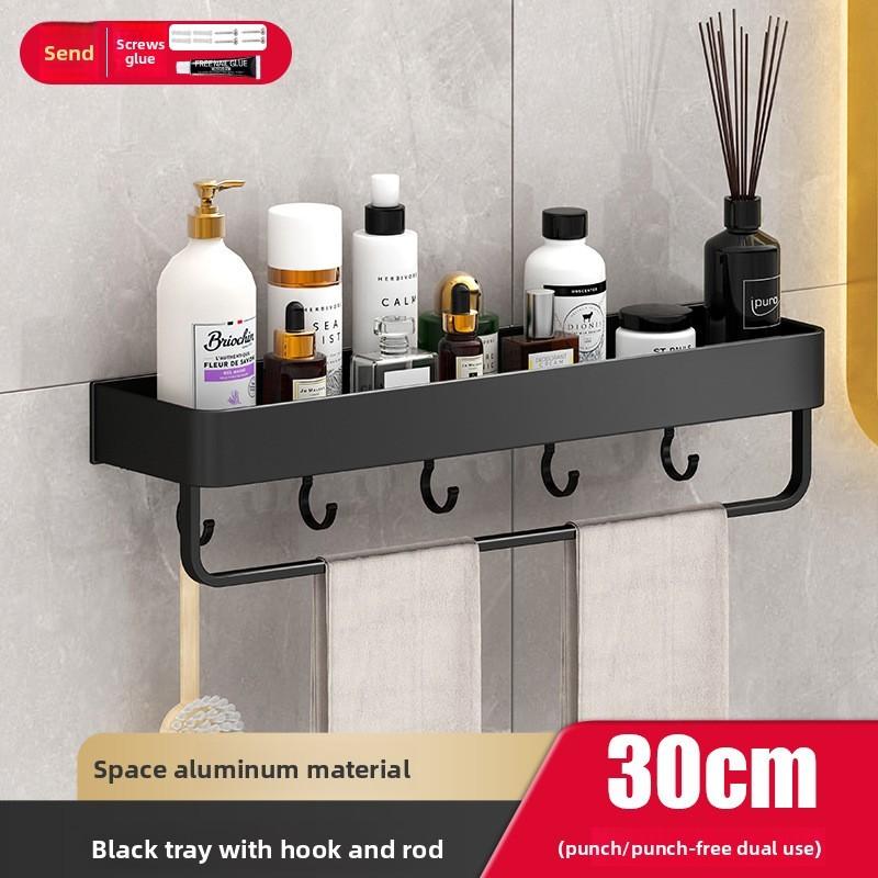 Bathroom Wall Shelf Aluminum Black For Shower And Toilet Storage