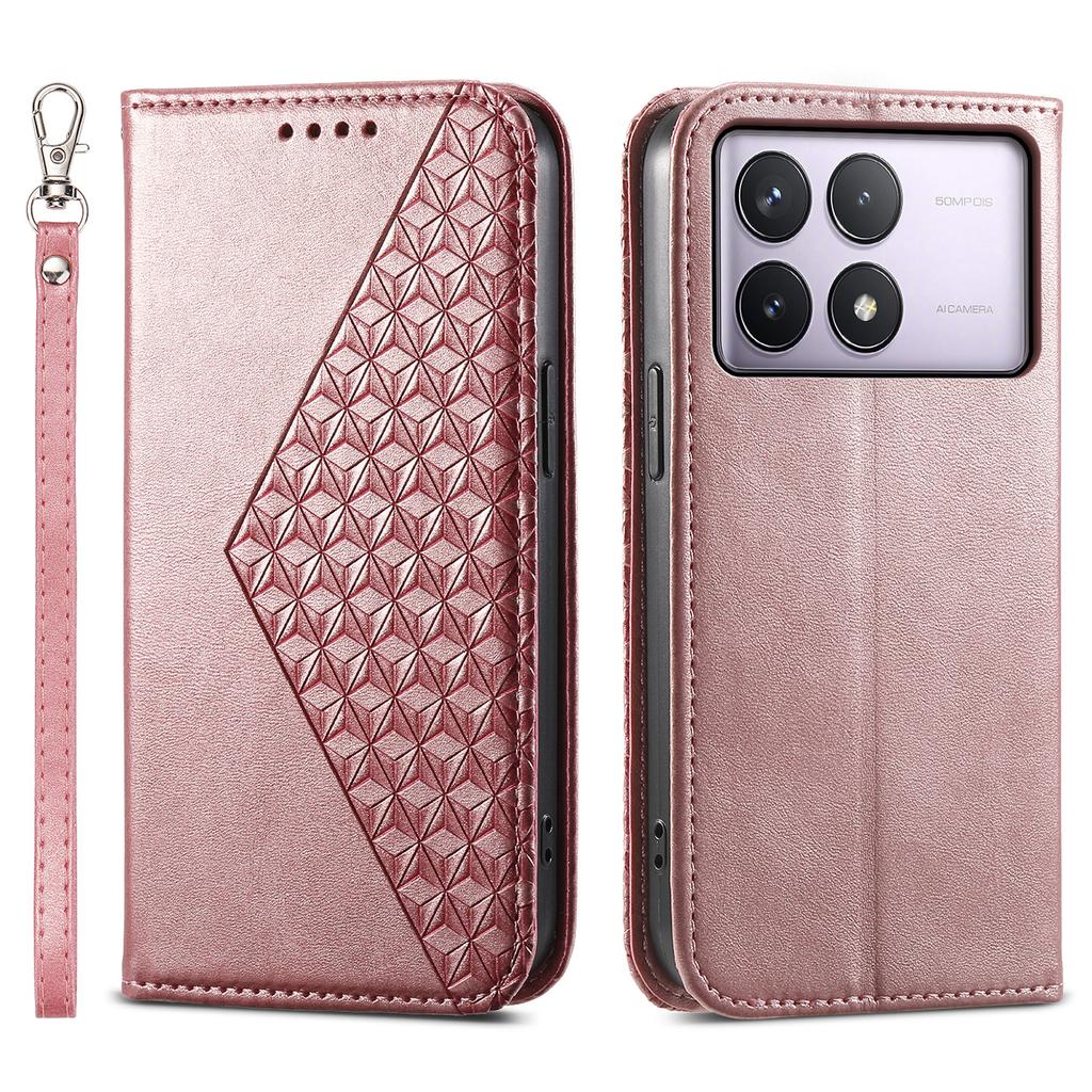 Für Xiaomi Poco F6 Pro 5G/Redmi K70 5G/K70 Pro 5G Brieftaschen-Handyhülle Kalbslederstruktur PU-Leder Klappabdeckung