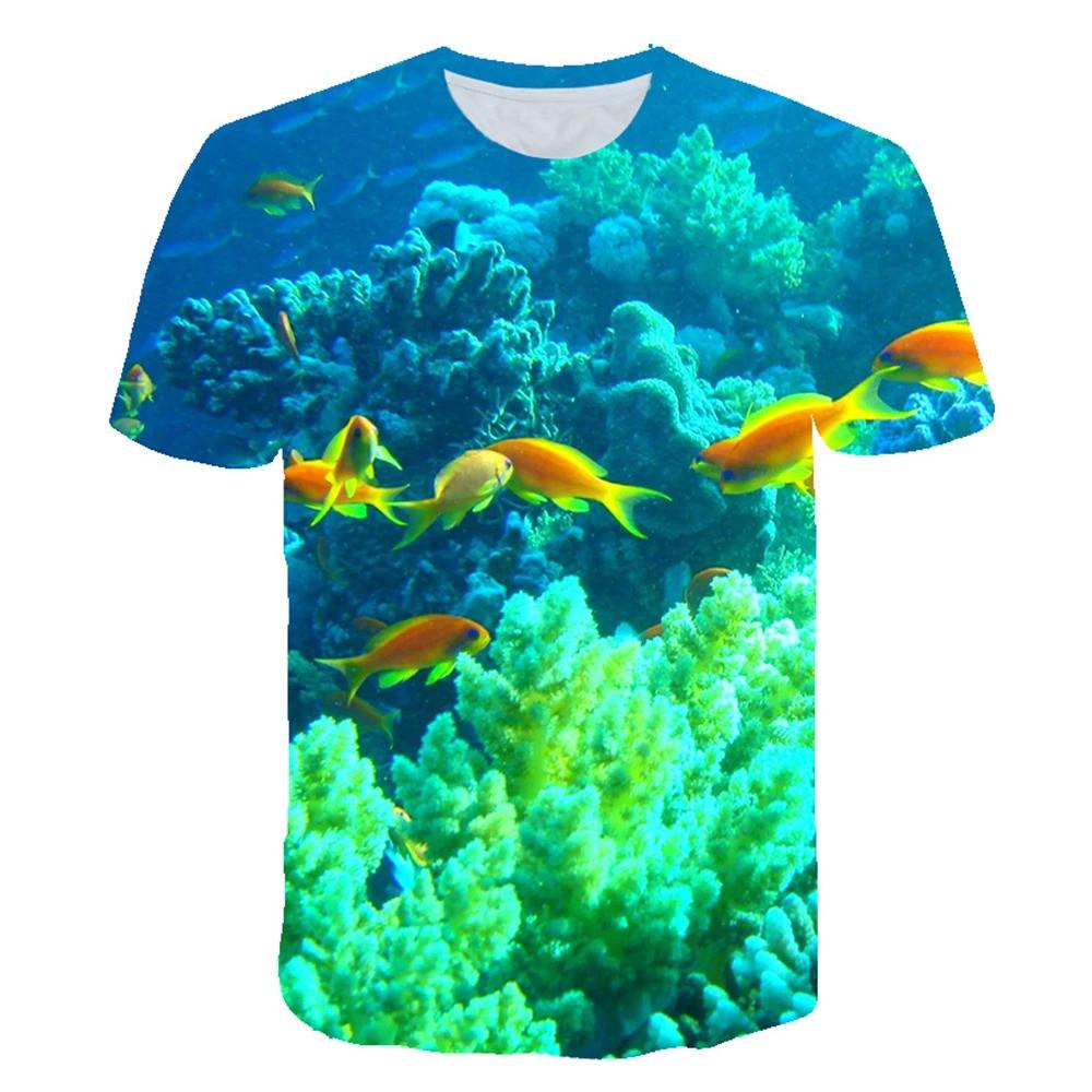 Kids 3D Ocean Pattern Round Neck Short Sleeve T Shirt For School Outdoor Holiday Daily Casual Leisure Daily Wear