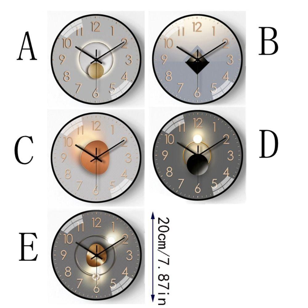 Non-Ticking 8 Inches Wall Clock Quartz Silent Movement Mute Clock Fashion Geometric Design Hanging Watch Kitchen