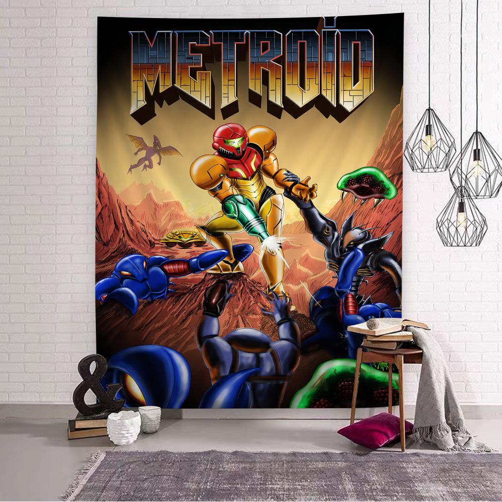 Metroid Themed Anime Tapestry Hanging Tarot Hippie Wall Rugs Dorm Home Decor