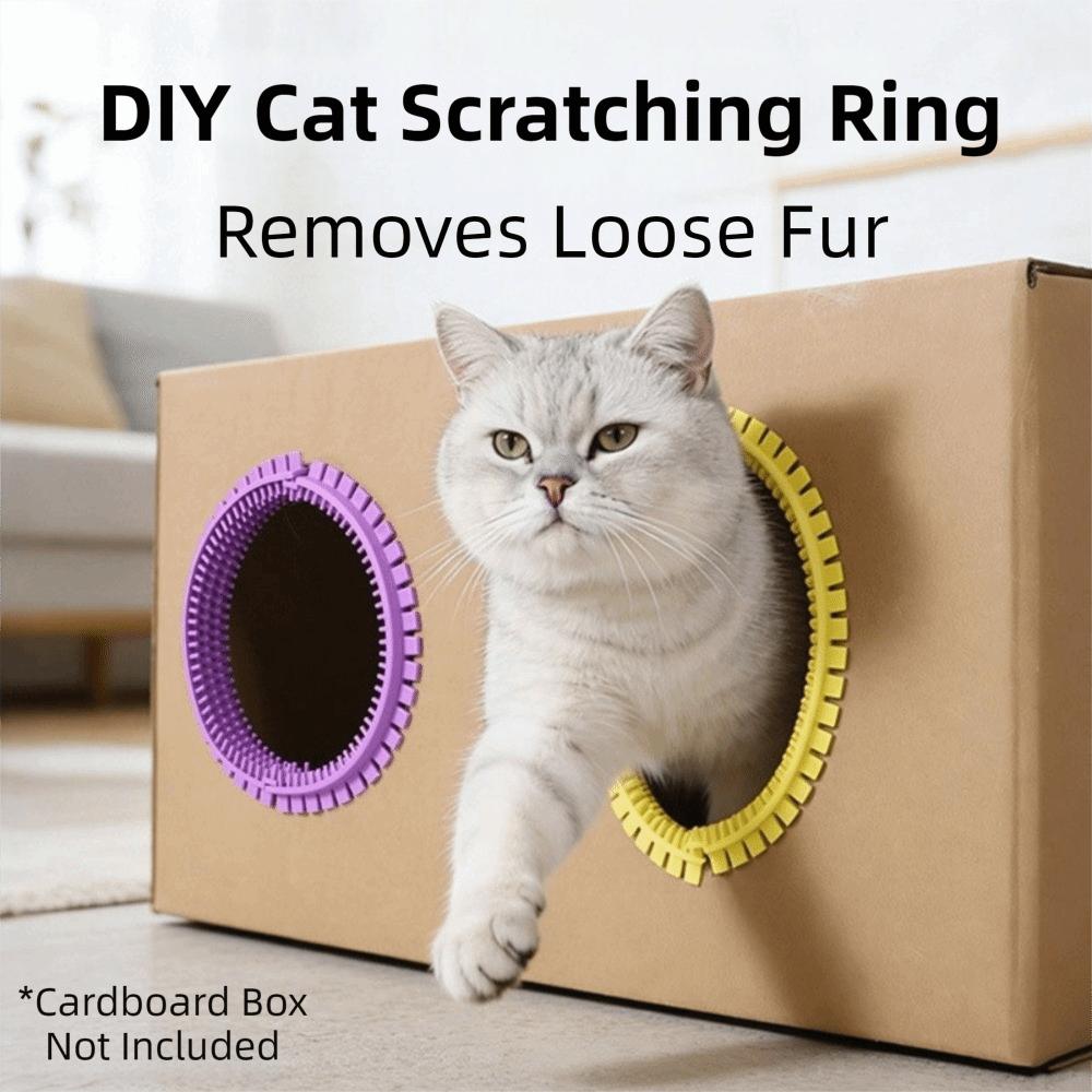 Plastic Cat Tunnel Brush Soft Tooth Cat DIY Rubbing Ring Grooming Tunnel For Cat Scratch Box