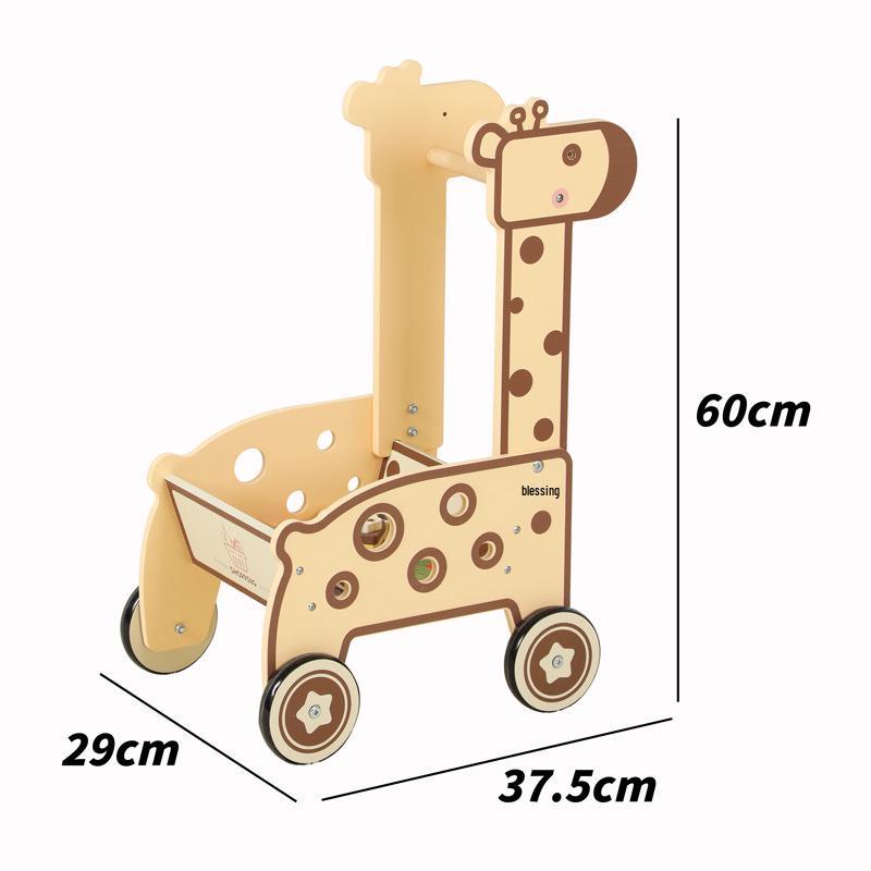 Kids  Wooden Role-Play Shopping Cart Walker - Multifunctional Early Learning Toy