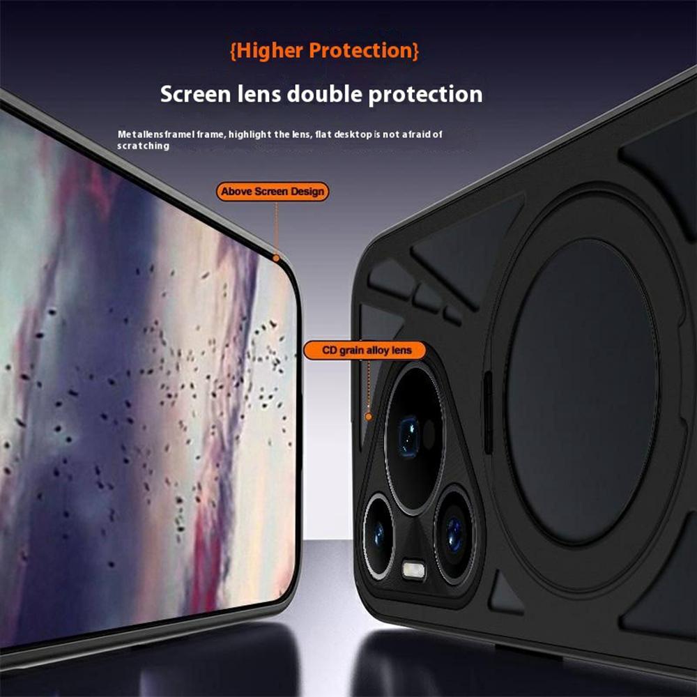 For Huawei Pura 70 Pro Case Magnetic Kickstand Hollow Heat Dissipation Silicone+PC+Metal Bumper Phone Cover