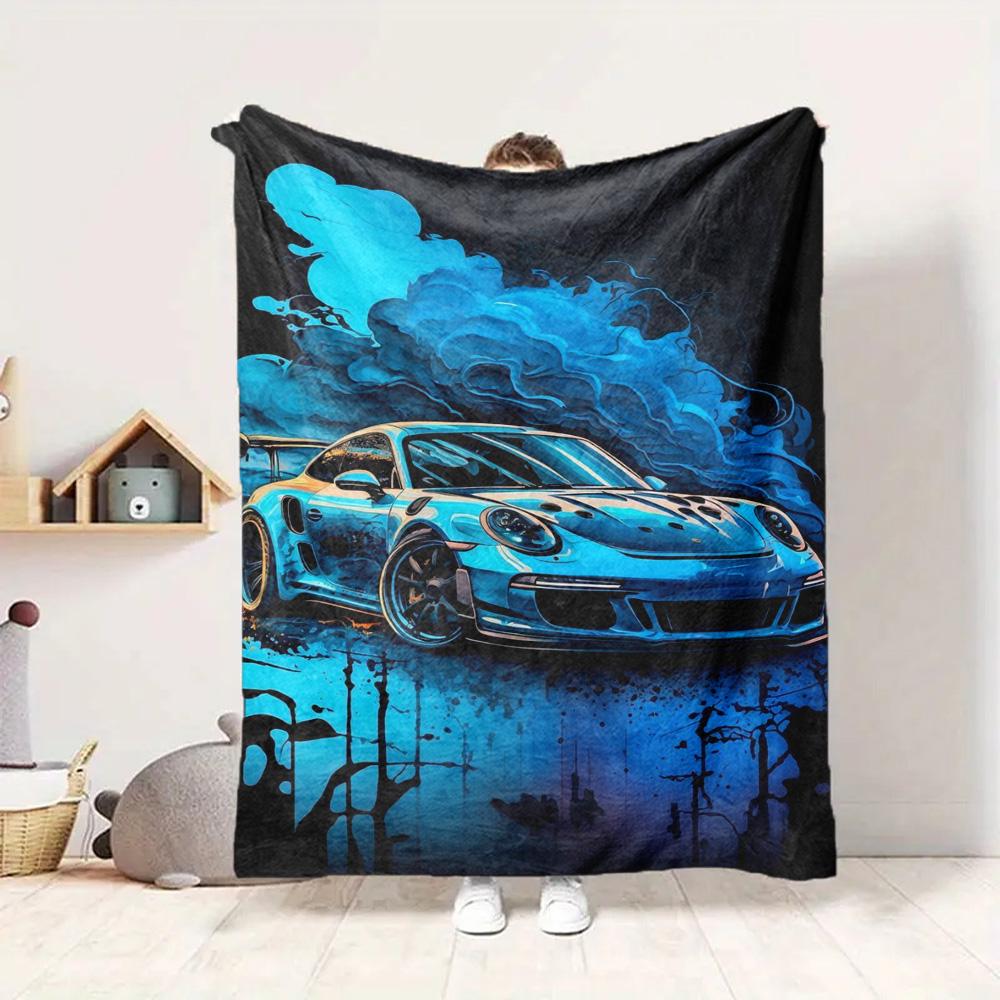 Blue Car Flannel Blanket Throw Blanket Soft Warm Sofa Bed Camping Car home Decor Unique Christmas Gift C9301648