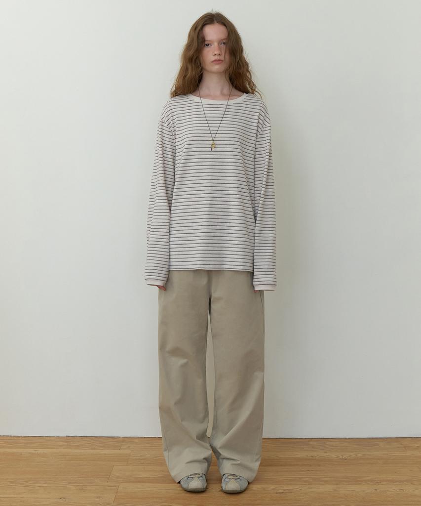 THEMITTEN Barn Overfit T-Shirt (Oat Stripe)