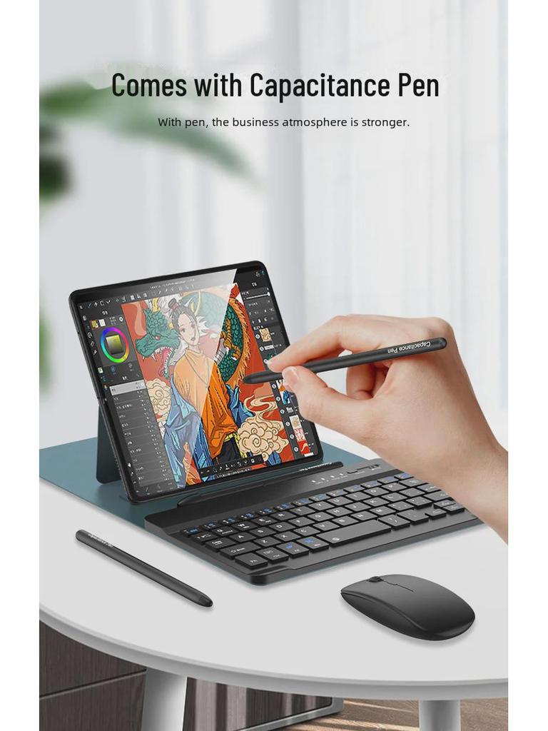 Huawei Honor Magic V2 Folding Screen Tablet Case: Solid Color Leather Keyboard Stand with Bluetooth Wireless.