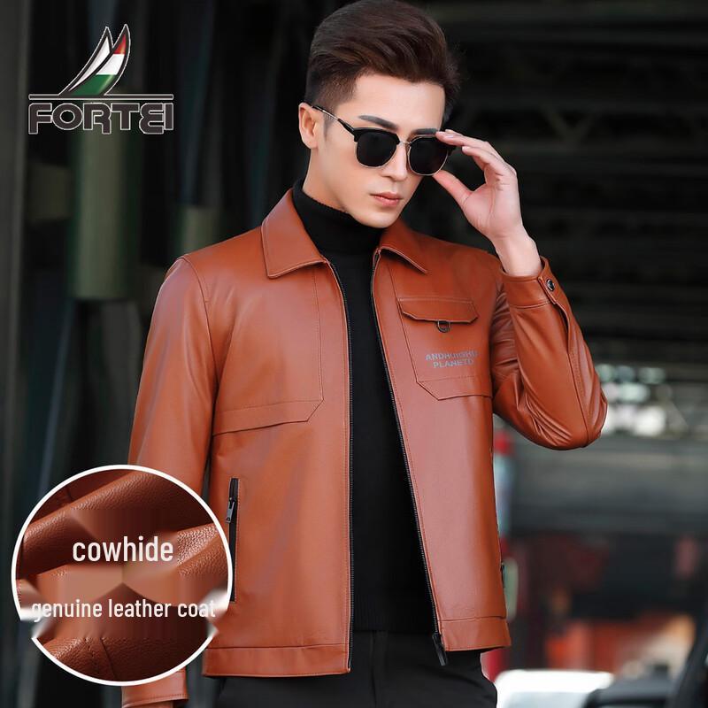 

Futing Men s Slim Fit Genuine Leather Motorcycle Jacket XL 52