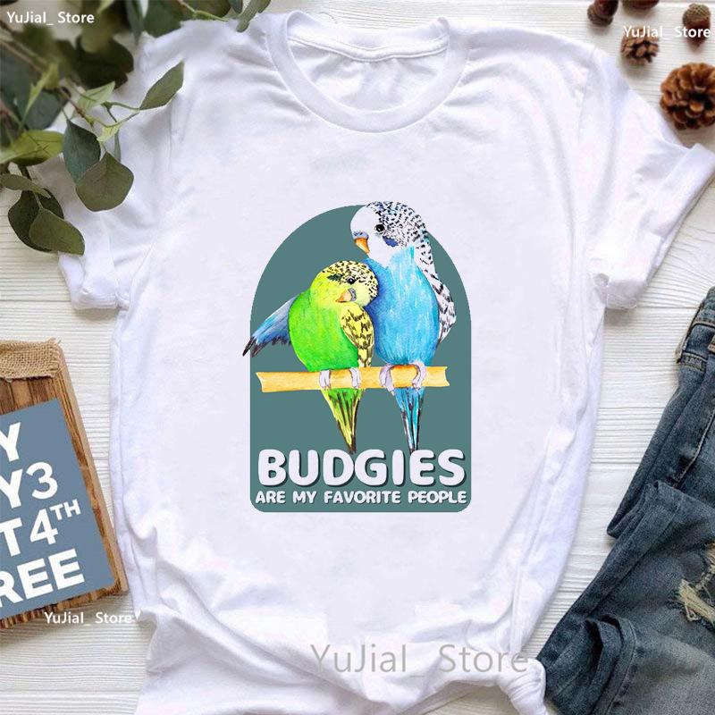 Womens Fashion Shortsleeved Tshirt Parrot Print Graphic Base Shirt Aesthetic Instagram Clothing Base Layer T Shirts