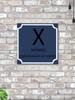 Hausnummernschild X Klassisches Blau Metall 20x20 cm