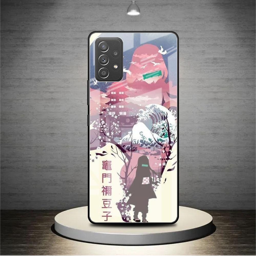 Glass Case For Samsung Galaxy A52 A71 A50 A51 A70 A21s A31 A72 A10 A12 A30 A22 5G Phone Cover Demon Slayer Anime