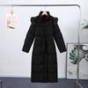 Giacca Lunga Chic da Donna in Cotone con Cappuccio Moda Manica Lunga con Zip Cintura Vita Oversize Cappotto Lady Inverno 2025 Caldo Capospalla