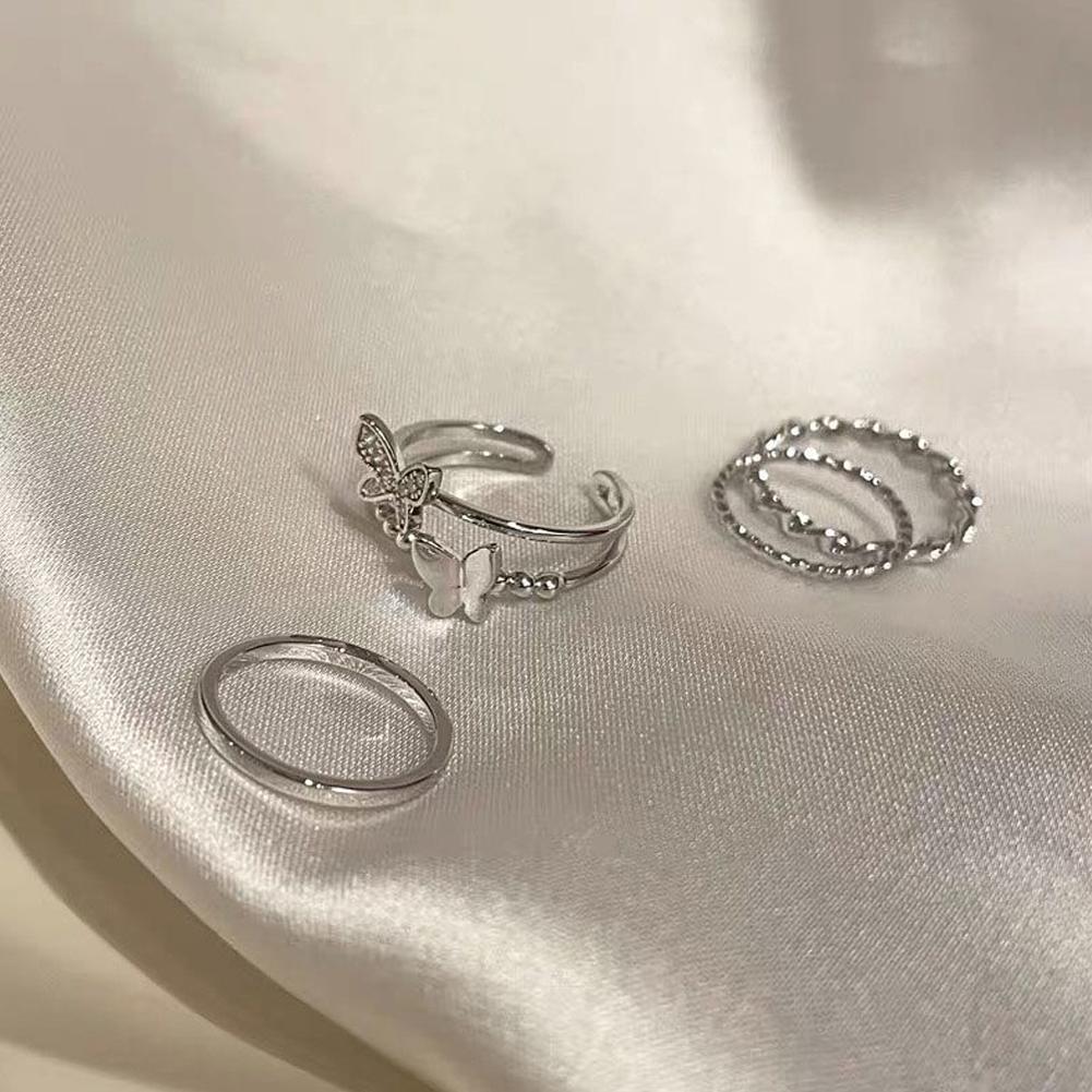 NEW 4Pcs Fashion Butterfly Ring For Women Men Elegant Butterfly Metal Rings Set Valentine's Day Gift Luxury Party Jewelry Gift