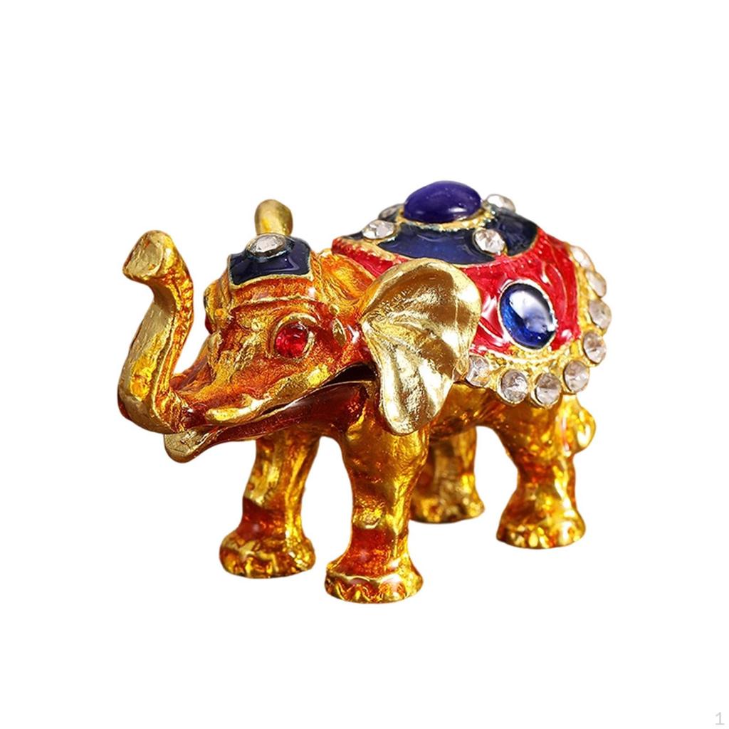 Elephant Trinket Box Figurine Art Collection for Women Metal Craftsmanship Decorative Decor