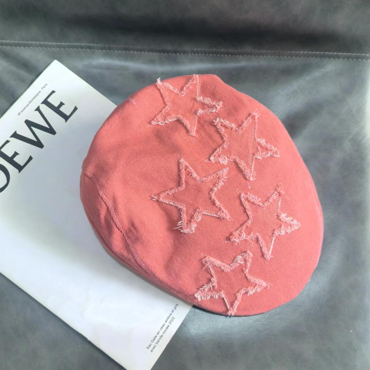 

Оригинальная выстиранная женская ретро шляпа художника новая беретка с утиным козырьком ковбойская звезда кепка с козырьком M（56-58cm） розовый