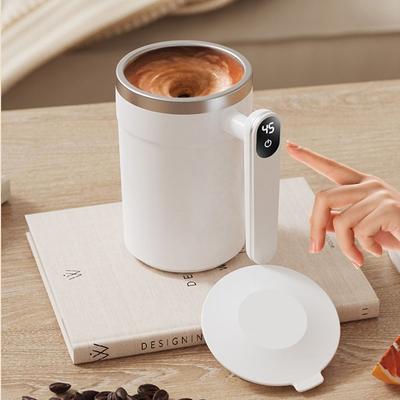 Temperature Measurement Automatic Stirring Cup Dust-proof Lid Digital Display Electric Stirrer Mug Stainless Steel