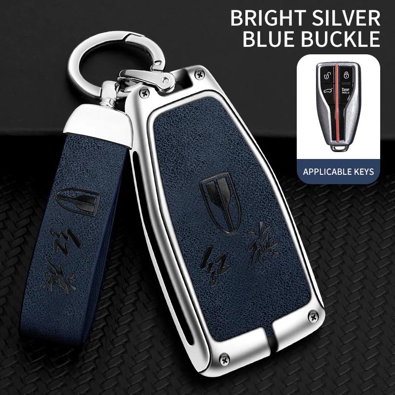 Zinklegierung Auto Schlüsselabdeckung Hülle Halter Schutzhülle für Hongqi HS5 HS7 HS E HS9 Logo Schlüsselanhänger Tasche Set Innenzubehör