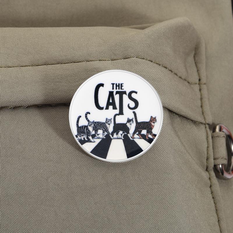 Cats Cosplay Band UV Printing Pins Vintage Rock & Roll Singer Brooches Lapel Badges Cartoon Animal Jewelry Gift for Kids Friends