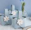 Creative Portable Pu Leather Wedding Hand-Held Candy Box With Flower Decor Wedding Holiday Party Small Gift Bag