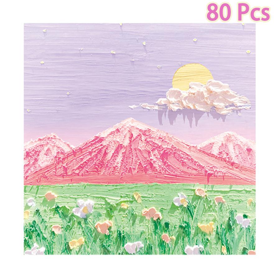 80pcs Oil Painting Scenery Convenience Sticker Salt simple Japanese high-value cute stickers school supplies office stationery