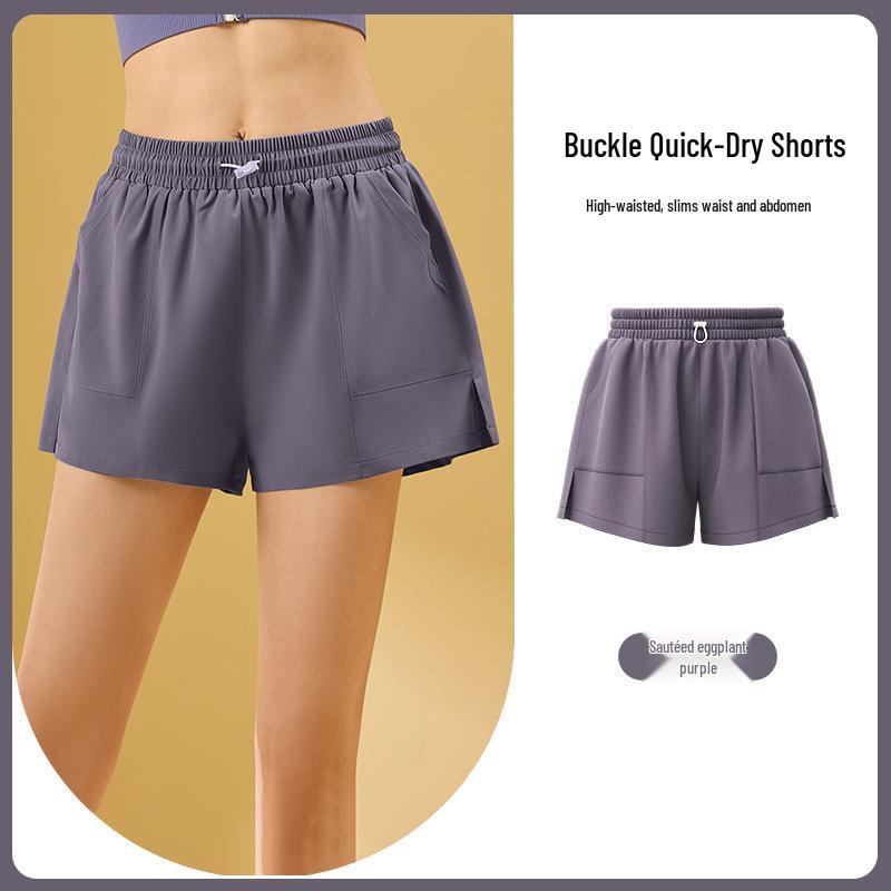 

Женские свободные спортивные шорты с карманом на пряжке - Защищающие от просвечивания, для йоги и фитнеса, трехточечный дизайн Extra Large