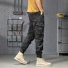 Men's new outdoor American fashion retro tied feet multi-pocket overalls versatile elastic